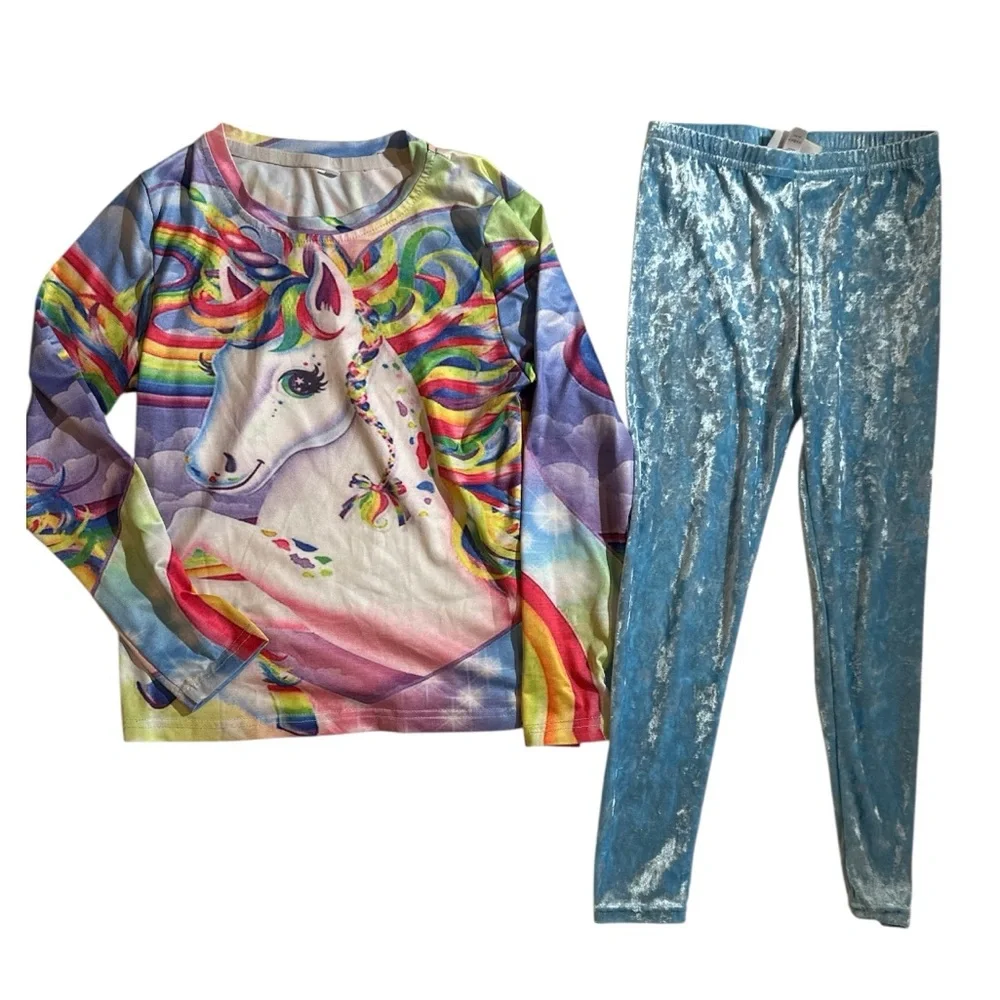 NWOT/EUC girls whimsical Unicorn long sleeve pant sets 6/6x